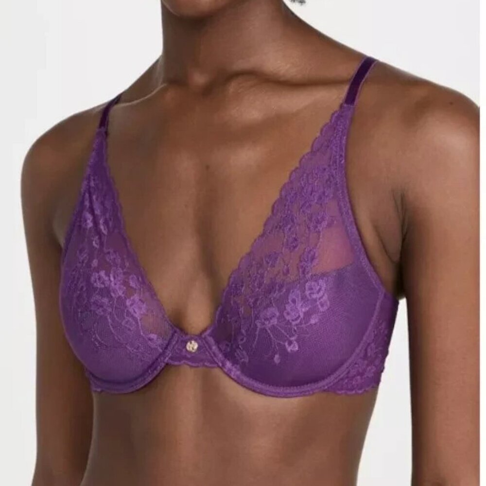 Natori Cherry Blossom Convertible Bra 34DDD Deep Plum